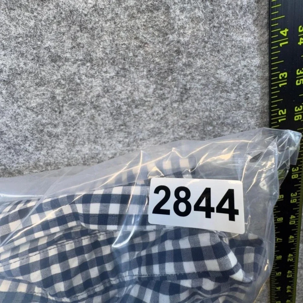 Banana Republic Mens XXL Slim Fit Gingham Button Down Shirt Navy Blue White 2844